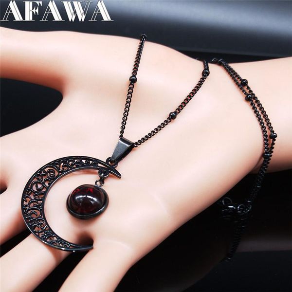pendant necklaces 2021 moon stainless steel women necklace black color and red class bead chain jewelry collier femme n1130s03, Silver
pendant necklaces 2021 moon stainless steel women necklace black color and red class bead chain jewelry collier femme n1130s03, Silver