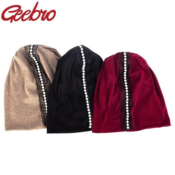 geebro cotton women autumn warm beanies spring lace pearl skullies cap casual solid floral outdoor hats girl soft elegant gorras, Blue;gray
geebro cotton women autumn warm beanies spring lace pearl skullies cap casual solid floral outdoor hats girl soft elegant gorras, Blue;gray