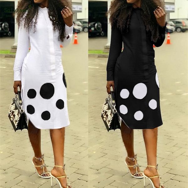 dot printed cotton tshirt dress women white black long sleeve front zipper party dress casual office work vestidos plus size 2xl y200805, Black;pink
dot printed cotton tshirt dress women white black long sleeve front zipper party dress casual office work vestidos plus size 2xl y200805, Black;pink