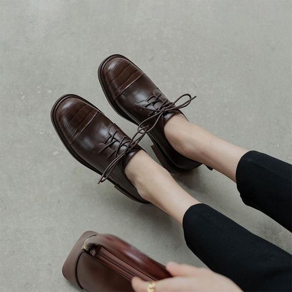 pumps women's shoes 22-25cm natural leather square toe women heels stone pattern stitching casual loafers vintage leather shoes, Black
pumps women's shoes 22-25cm natural leather square toe women heels stone pattern stitching casual loafers vintage leather shoes, Black