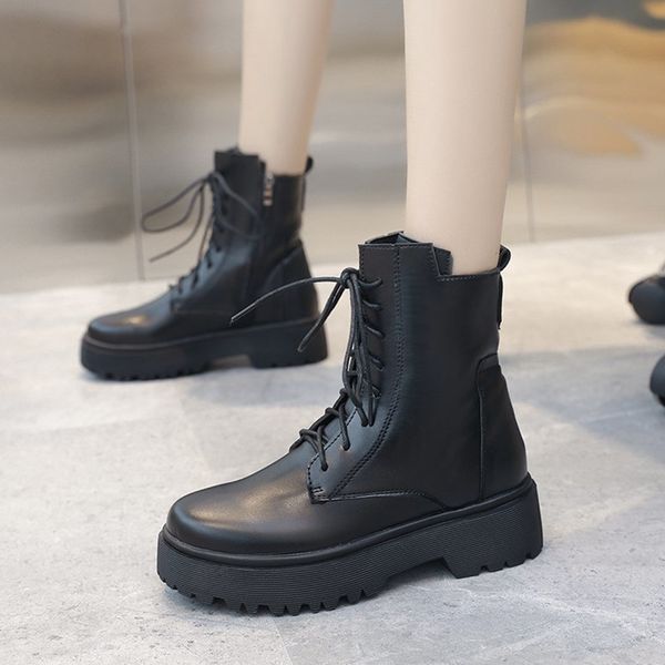 2020 winter autumn platform zip lace up pu leather women ankle gross fund motorcycle mujer boots, Black
2020 winter autumn platform zip lace up pu leather women ankle gross fund motorcycle mujer boots, Black
