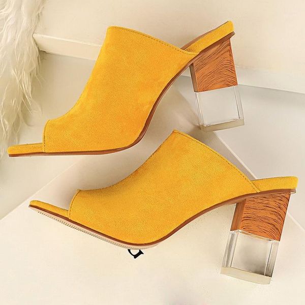 slippers 2021 women 9cm high heels mules shales yellow green slides female block clear peep toe summer luxury shoes1, Black
slippers 2021 women 9cm high heels mules shales yellow green slides female block clear peep toe summer luxury shoes1, Black
