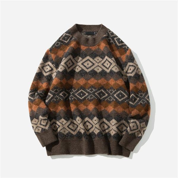 men's sweaters sweater 2021 spring autumn geometric print pull homme casual loose vintage pullover men, White;black
men's sweaters sweater 2021 spring autumn geometric print pull homme casual loose vintage pullover men, White;black