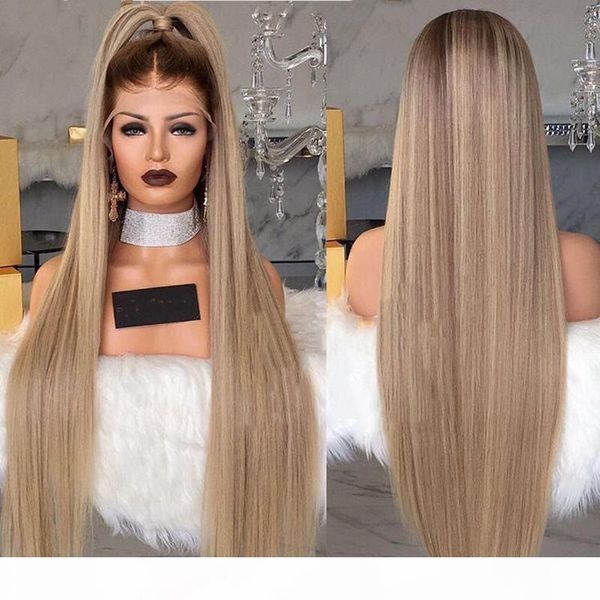 stock 30inches long blonde lace frontal wig pre plucked with baby hair straight ombre synthetic full lace front wigs for women, Black
stock 30inches long blonde lace frontal wig pre plucked with baby hair straight ombre synthetic full lace front wigs for women, Black