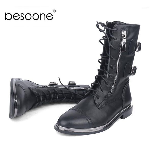 boots bescone casual stylish mid-calf belt buckle decoration zipper lace-up black low-heel women shoes c7791
boots bescone casual stylish mid-calf belt buckle decoration zipper lace-up black low-heel women shoes c7791