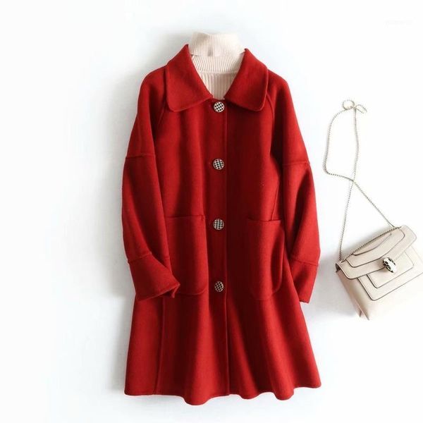 2019 autumn winter new high-end double-sided 100% pure wool coat large pocket simple long section double-faced coat cc1511, Black
2019 autumn winter new high-end double-sided 100% pure wool coat large pocket simple long section double-faced coat cc1511, Black