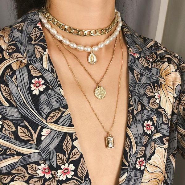 women pendant necklace gold color retro coin pendant style multi layer pearl bead necklace female jewelry, Silver
women pendant necklace gold color retro coin pendant style multi layer pearl bead necklace female jewelry, Silver