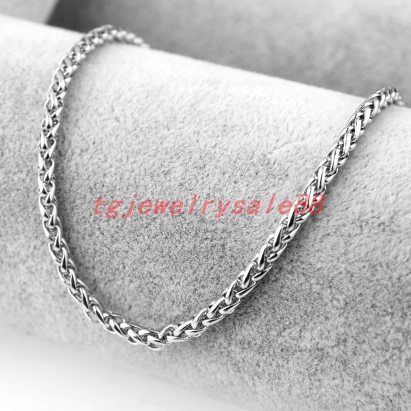 4mm wide thin silver color charm wheat chain necklace or bracelet elegance women's men's stainless steel fashion jewelry 7-40"
4mm wide thin silver color charm wheat chain necklace or bracelet elegance women's men's stainless steel fashion jewelry 7-40"