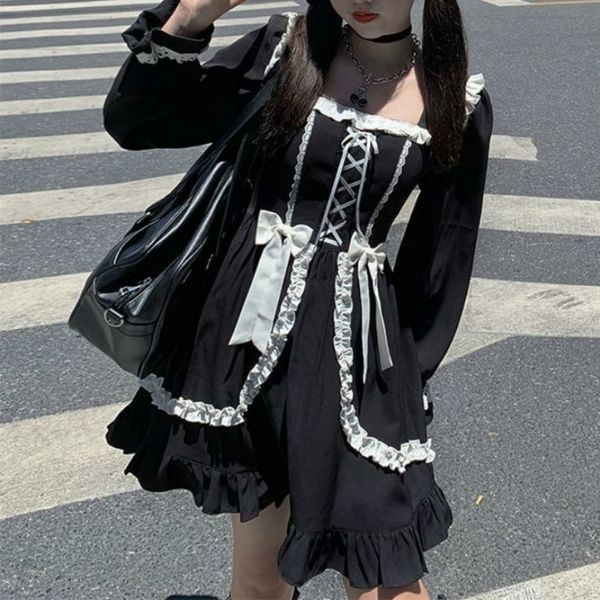 2021 new japanese lolita black kawaii ruffles bows full sleeves mini dress women soft girl cosplay costume new autumn u1zi, Black;gray
2021 new japanese lolita black kawaii ruffles bows full sleeves mini dress women soft girl cosplay costume new autumn u1zi, Black;gray
