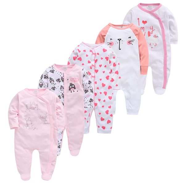 5pcs Baby Girl Boy Pijamas Bebe Fille Cotton Breathable Soft Ropa Bebe Newborn Sleepers Baby Pjiamas Lj200821