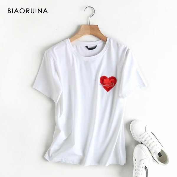 women's t-shirt biaoruina women's heart embroidery casual cotton all-match short sleeve female korean style summer sweet tees 1, White
women's t-shirt biaoruina women's heart embroidery casual cotton all-match short sleeve female korean style summer sweet tees 1, White