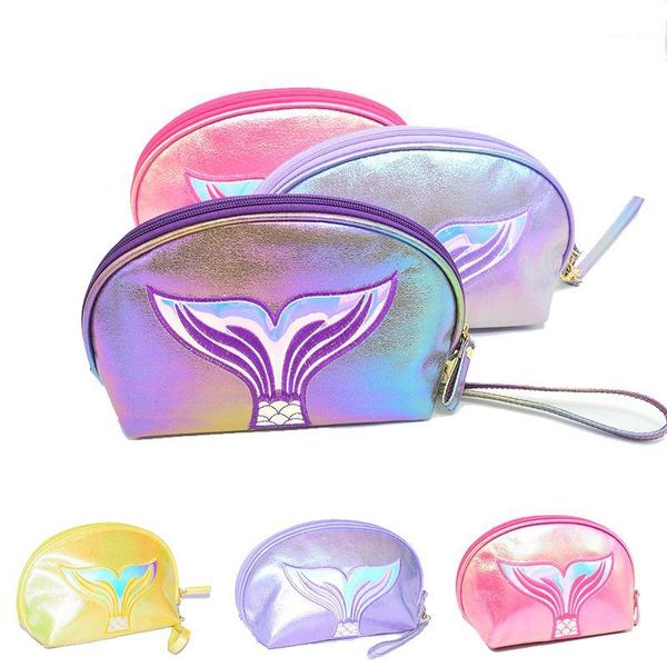 portable lady bags colorful makeup bag case travel cosmetic gradient tail1 purse, White 
portable lady bags colorful makeup bag case travel cosmetic gradient tail1 purse, White