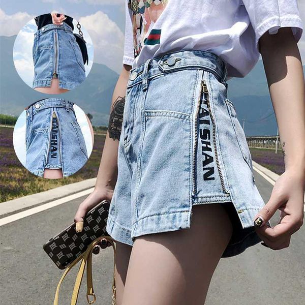 zipper decoration high waist denim shorts women modis loose wide leg jeans modis short femme 2020 summer new arrival1, Blue 
zipper decoration high waist denim shorts women modis loose wide leg jeans modis short femme 2020 summer new arrival1, Blue