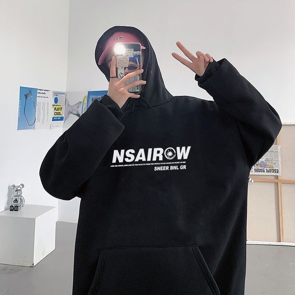 autumn mini fresh printed hooded sweater for men and women, Black
autumn mini fresh printed hooded sweater for men and women, Black