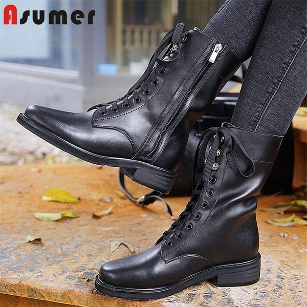 asumer 2020 genuine leather shoes women ankle boots zip lace up punk shoes ladies fashion cool motorcycle boots, Black
asumer 2020 genuine leather shoes women ankle boots zip lace up punk shoes ladies fashion cool motorcycle boots, Black