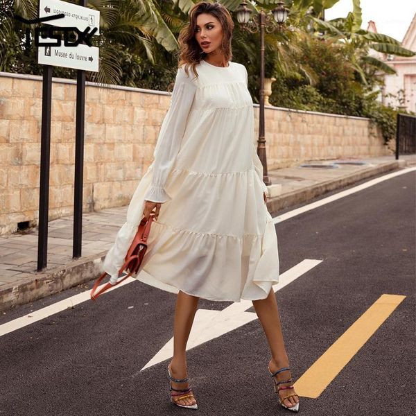 ye2021 autumn winter long sleeve loose women dress solid color ruffles casual midi dress women elegant party m01851, Black;gray
ye2021 autumn winter long sleeve loose women dress solid color ruffles casual midi dress women elegant party m01851, Black;gray