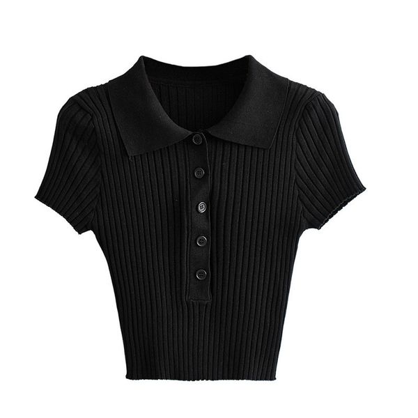 ins style single breasted high stretch slim knit lapel short open navel polo button t-shirt, Black;gray
ins style single breasted high stretch slim knit lapel short open navel polo button t-shirt, Black;gray