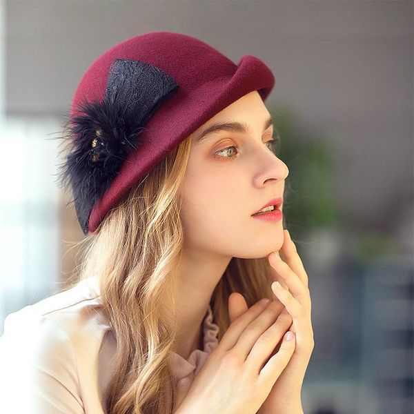 berets high end elegant female bow feather beret korean stewardess pillbox cap hepburn fedora hat 100% australian wool hats, Blue;gray
berets high end elegant female bow feather beret korean stewardess pillbox cap hepburn fedora hat 100% australian wool hats, Blue;gray