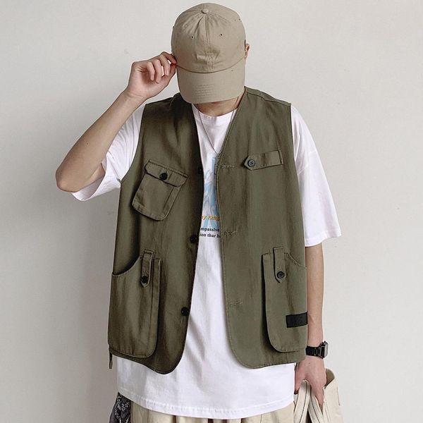 men's vest multi-pocket waistcoat veste cotton sleeveless jacket coat men khaki black streetwear hip hop clothing gilet homme, Black;white
men's vest multi-pocket waistcoat veste cotton sleeveless jacket coat men khaki black streetwear hip hop clothing gilet homme, Black;white