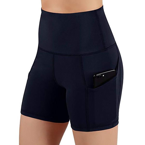 2020 summer classic sports women's stretch slim yoga running high waist hip tight shorts, White;black