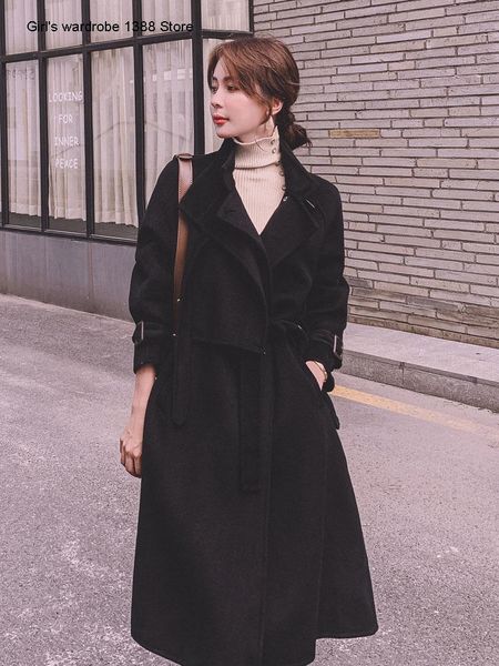 double sided cashmere coat women's middle long autumn winter 2020 new korean loose style hepburn fur coat, Black
double sided cashmere coat women's middle long autumn winter 2020 new korean loose style hepburn fur coat, Black