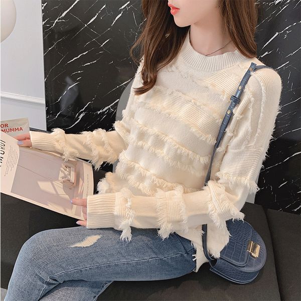 high-end fall temperament cotton hooded thick round neck loose women's sweater 201201, White;black
high-end fall temperament cotton hooded thick round neck loose women's sweater 201201, White;black