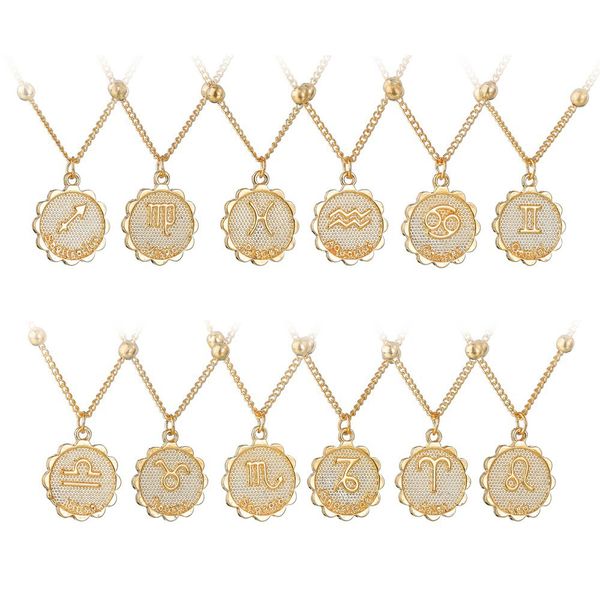factory wholesale 12 constellation zodiac sign star symbol retro minimalism lady female wild temperament round gold sweater necklace, Silver
factory wholesale 12 constellation zodiac sign star symbol retro minimalism lady female wild temperament round gold sweater necklace, Silver