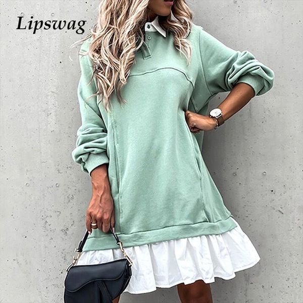 elegant women ruffle mini dresses autumn casual turn down collar party dress vintage button long sleeve pullover dress vestidos, Black;gray
elegant women ruffle mini dresses autumn casual turn down collar party dress vintage button long sleeve pullover dress vestidos, Black;gray