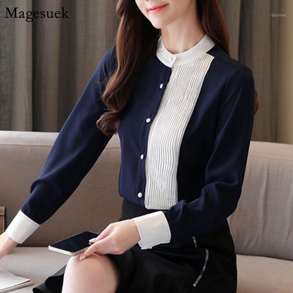 women's blouses & shirts autumn chiffon women 2021 korean o-neck long sleeve womens and casual solid blusas 80201, White
women's blouses & shirts autumn chiffon women 2021 korean o-neck long sleeve womens and casual solid blusas 80201, White