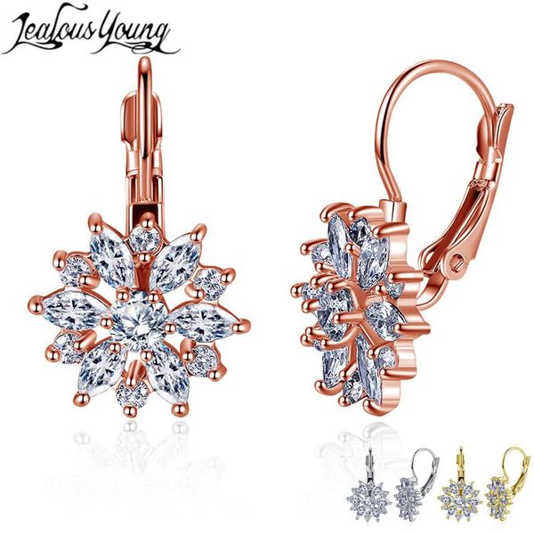hoop & huggie fashion rose gold color earrings flower cluster clear crystal zirconia for women hoops jewelry brincos, Golden;silver
hoop & huggie fashion rose gold color earrings flower cluster clear crystal zirconia for women hoops jewelry brincos, Golden;silver