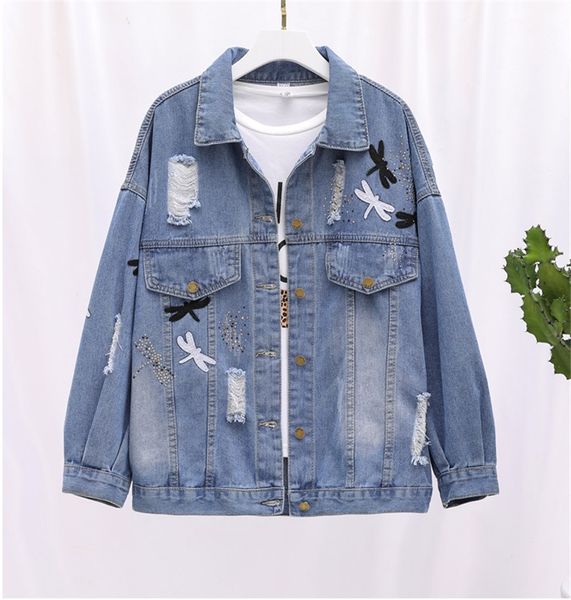 2021 new plus size 5xl women denim coat new spring autumn ripped hole vintage blue jeans jacket female overcoat j428 ox76, White;black
2021 new plus size 5xl women denim coat new spring autumn ripped hole vintage blue jeans jacket female overcoat j428 ox76, White;black