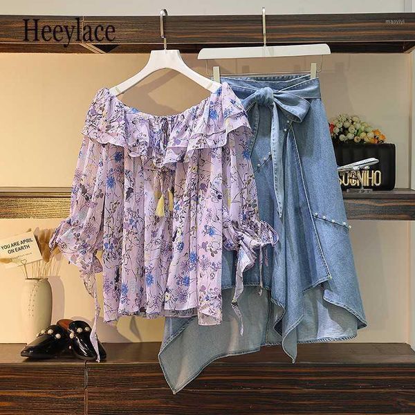plus size 2 pcs set summer ruffles slash neck print chiffon blouse and irregular denim bow skirt set women cowboy skirt suit1, White
plus size 2 pcs set summer ruffles slash neck print chiffon blouse and irregular denim bow skirt set women cowboy skirt suit1, White