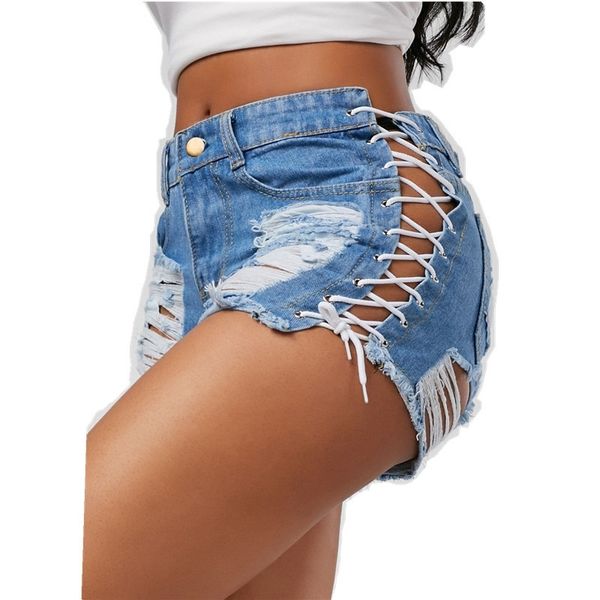 normov summer denim feminino ripped high waist mini solid lace hole short women bandage jeans shorts y200512, White;black
normov summer denim feminino ripped high waist mini solid lace hole short women bandage jeans shorts y200512, White;black