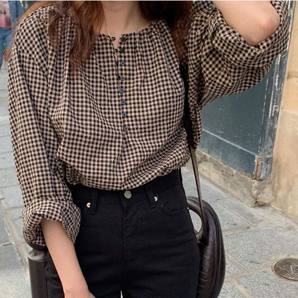 new women retro simple brown loose-breasted o-neck plaid long sleeve casual t-shirt 2020 drop shipping good quality, White
new women retro simple brown loose-breasted o-neck plaid long sleeve casual t-shirt 2020 drop shipping good quality, White