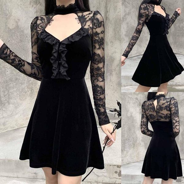 casual dresses harajuku women gothic dress long sleeve hollow out lace patchwork punk evening black vestido de mujer, Black;gray
casual dresses harajuku women gothic dress long sleeve hollow out lace patchwork punk evening black vestido de mujer, Black;gray
