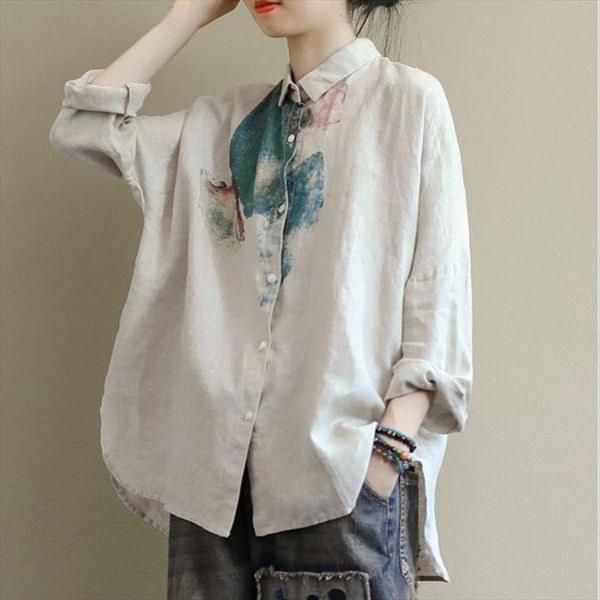 new arrival autumn women long sleeve loose shirts plus size arts vintage print cotton linen casual blouse ladies d405, White
new arrival autumn women long sleeve loose shirts plus size arts vintage print cotton linen casual blouse ladies d405, White