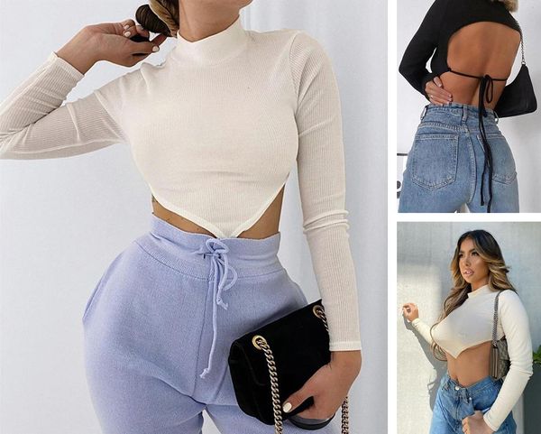 2020 europe and america style women summer new women's round neck solid color long sleeve open back fashion street sslim t-shirt, White
2020 europe and america style women summer new women's round neck solid color long sleeve open back fashion street sslim t-shirt, White