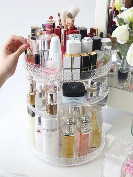 360-degree rotating acrylic makeup organizer box brush holder transparent jewelry organizer case cosmetic storage box
360-degree rotating acrylic makeup organizer box brush holder transparent jewelry organizer case cosmetic storage box