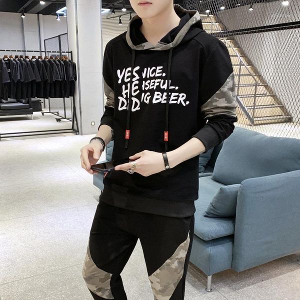 splicing contrast causal sets camo +pants 2pc tracksuit sportwear hoodies sweatshirt &pant suit trainingspak heren men1, Gray
splicing contrast causal sets camo +pants 2pc tracksuit sportwear hoodies sweatshirt &pant suit trainingspak heren men1, Gray
