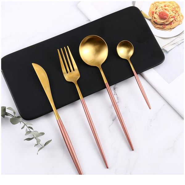 pink gold cutlery 4pcs/set steak knife spoon fork dessert spoon dinnerware set stainless steel western tableware cut bbyfys
pink gold cutlery 4pcs/set steak knife spoon fork dessert spoon dinnerware set stainless steel western tableware cut bbyfys
