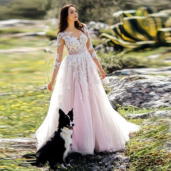 blush pink wedding dresses with long sleeve 2021 beach boho vintage bridal gown outdoor counrty robe de mariée plus size, White
blush pink wedding dresses with long sleeve 2021 beach boho vintage bridal gown outdoor counrty robe de mariée plus size, White