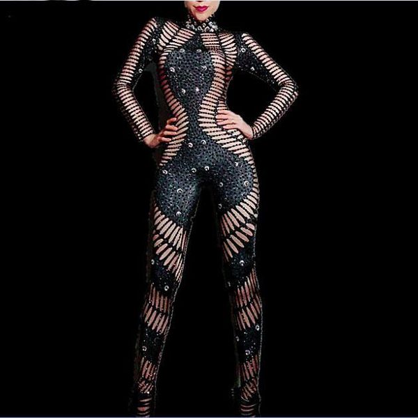 bling black crystals spandex stretch jumpsuit evening party bodysuit nightclub bar female singer outfit one piece costume
bling black crystals spandex stretch jumpsuit evening party bodysuit nightclub bar female singer outfit one piece costume