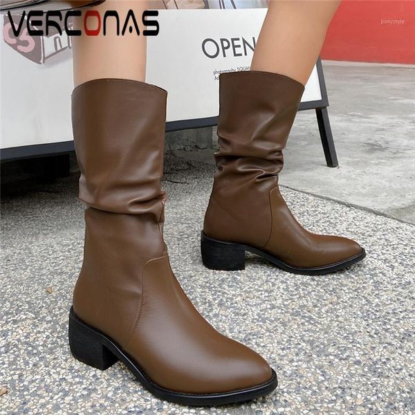 verconas fashion concise casual mid-calf boots for women genuine leather high heels shoes woman new pleated autumn winter boots1, Black
verconas fashion concise casual mid-calf boots for women genuine leather high heels shoes woman new pleated autumn winter boots1, Black