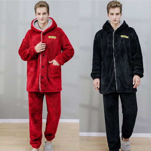 men's winter thicken warm soft flannel pajamas sets night pijamas male long sleeve pyjamas sleepwear suit casual homewear, Black;brown 
men's winter thicken warm soft flannel pajamas sets night pijamas male long sleeve pyjamas sleepwear suit casual homewear, Black;brown