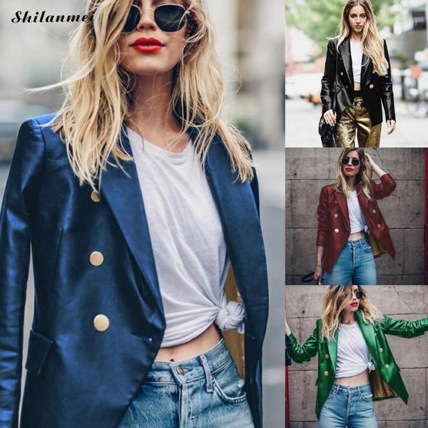 women soft leather blazer coat ladies fashion casual blazer coat pu leather 2020 trendy female autumn winter street outwear1, White;black
women soft leather blazer coat ladies fashion casual blazer coat pu leather 2020 trendy female autumn winter street outwear1, White;black