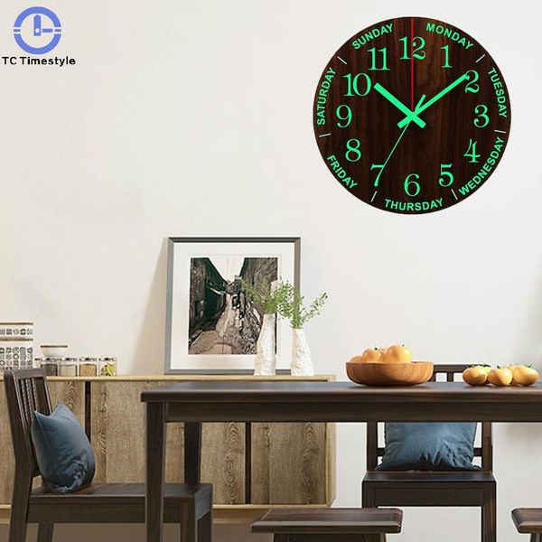 luminous wall clock week display 12 inch night light wooded silent nordic living room bedroom hanging modern design watches
luminous wall clock week display 12 inch night light wooded silent nordic living room bedroom hanging modern design watches