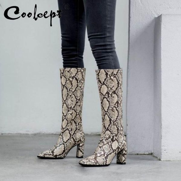 boots coolcept women knee high snake print square toe winter long casual zipper heels fashion shoes size 33-401, Black
boots coolcept women knee high snake print square toe winter long casual zipper heels fashion shoes size 33-401, Black