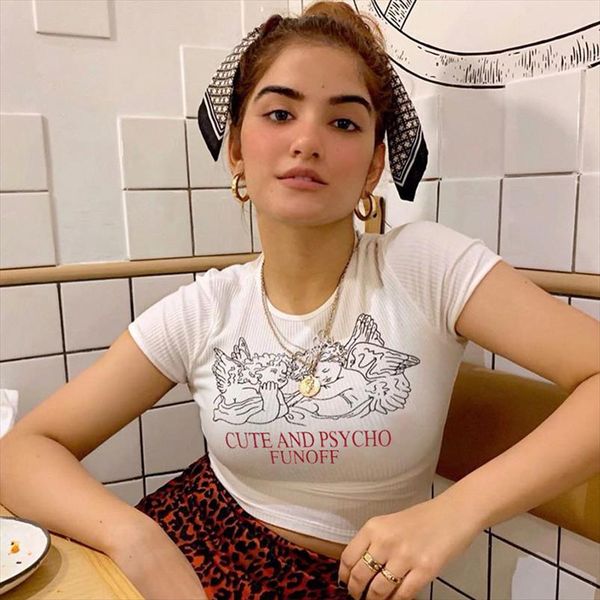 2020 such cute letter print t shirt women angle pattern crop fashion short sleeve t shirts o neck frilly tees short, White
2020 such cute letter print t shirt women angle pattern crop fashion short sleeve t shirts o neck frilly tees short, White