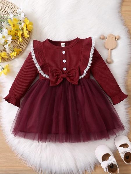 baby guipure lace detail ruffle trim flounce sleeve bow mesh hem dress she, Red;yellow
baby guipure lace detail ruffle trim flounce sleeve bow mesh hem dress she, Red;yellow
