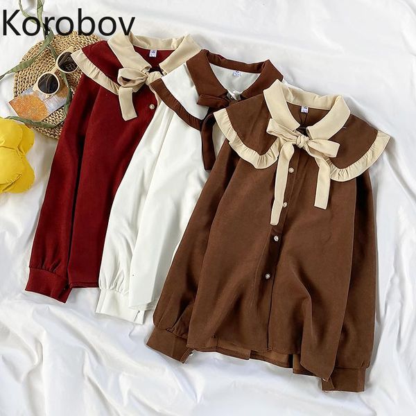 women's blouses & shirts korobov korean fashion sweet hit color patchwork women vintage turn-down collar long sleeve button blusas muje, White
women's blouses & shirts korobov korean fashion sweet hit color patchwork women vintage turn-down collar long sleeve button blusas muje, White
